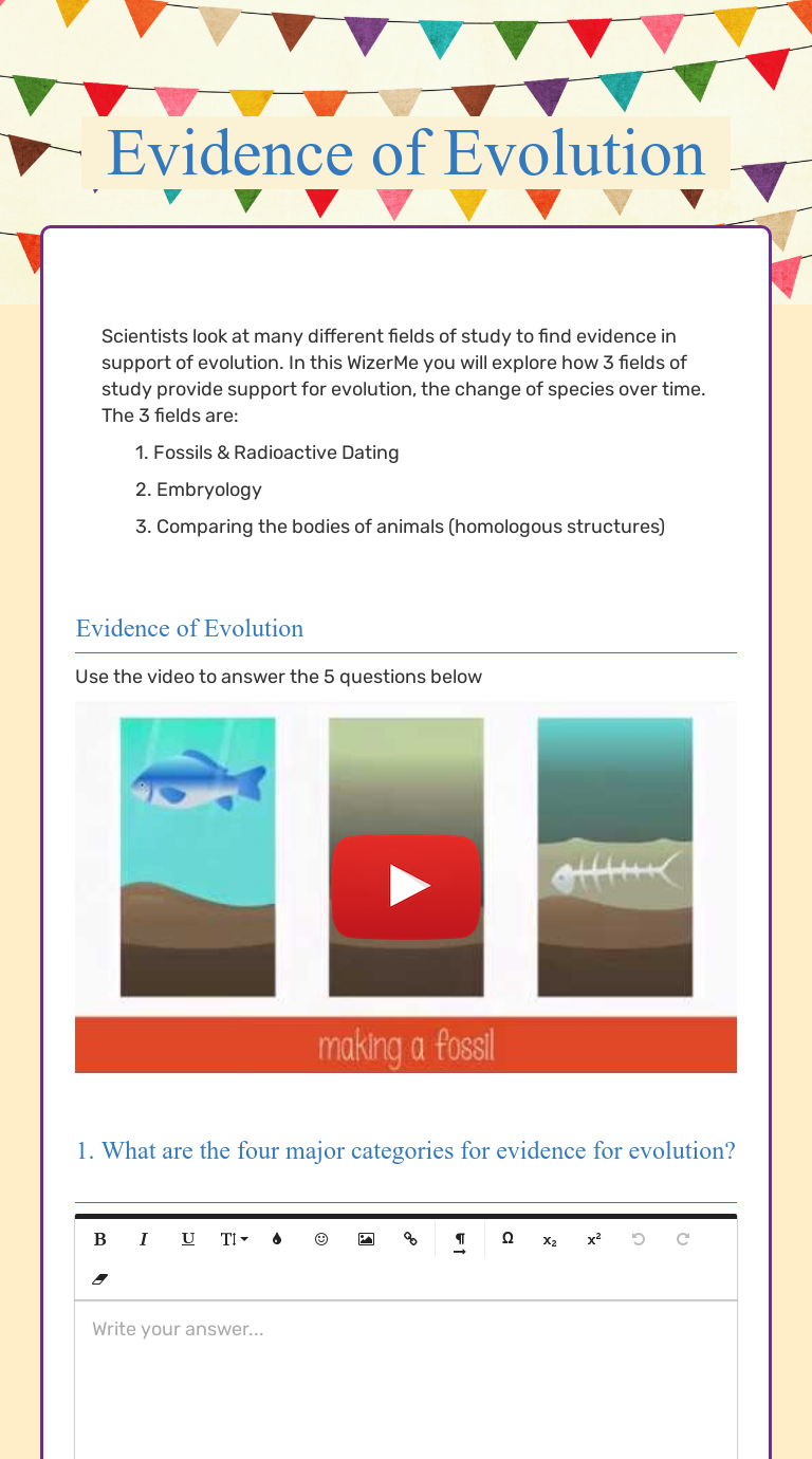 Evidence of Evolution | Interactive Worksheet by Alyssa Nagel | Wizer.me